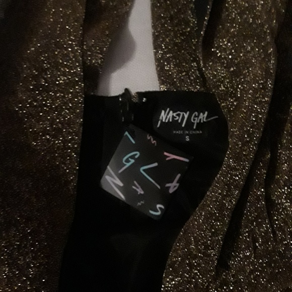 {Nasty Gal} Struck Gold Metallic Mini Dress NWT S - Picture 7 of 8